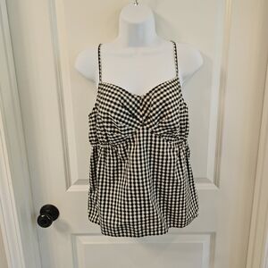 Ann Taylor Women's Spaghetti Strap Top Gingham Black and White  Size 8